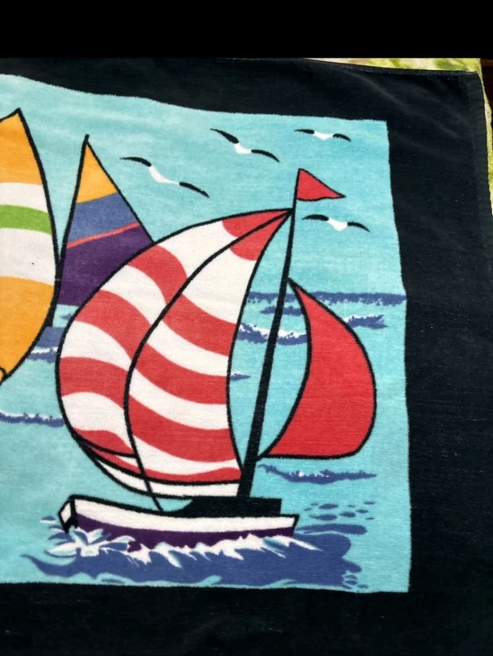 Multicolor Sailboat Print Beach Towel